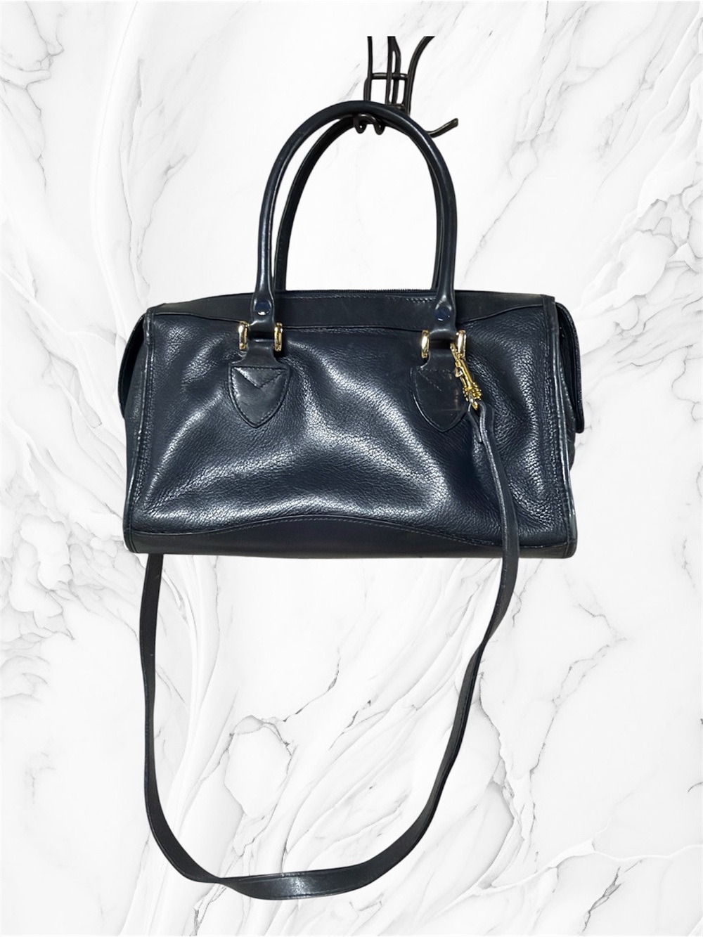 Vintage Courtenay Classic Navy Leather Women's Satchel shoulder bag